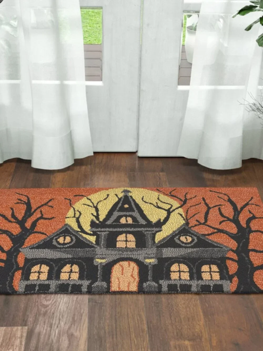 Halloween Haunted House Door Mat Kitchen rug
